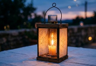 Johannisandacht Laterne auf Tisch